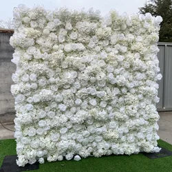 Wholesale Cloth Base Artificial Rose Flower Wall Background Wedding Decoration Sign-in Flower Row for Reception Flower Wall - 1*1m(3.28*3.28ft) / light green 26