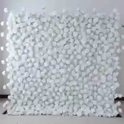 EG-M041 5D 8ft X 8ft Roll up Fabric Flower Wall Artificial Rose White Flower Wall for Wedding Backdrop Decoration - 1 Square Meter / Red 02