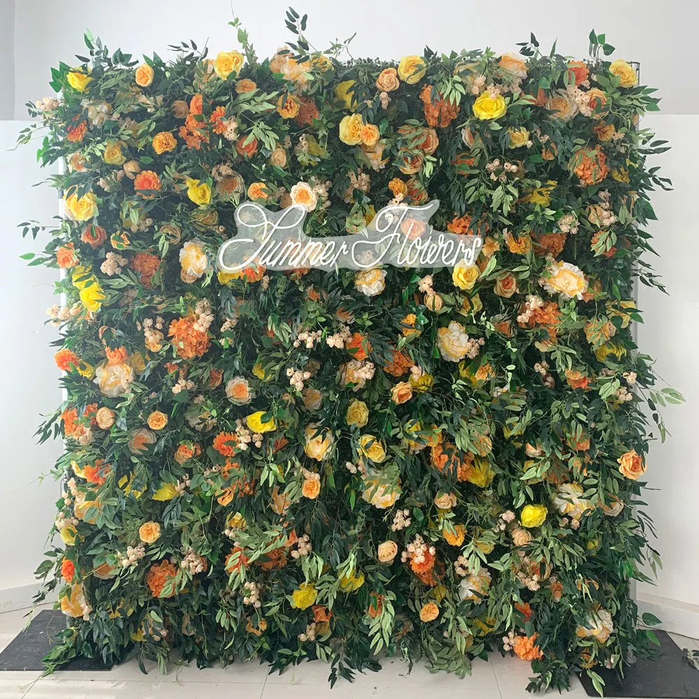 Artificial Flower Wall Panel Backdrop for Weddings Decorative Roll Stand and Frame Included