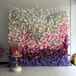Custom Handmade Silk Rose Wall Flowers, Floral Wall Backdrop, Perfect for Event and Wedding Decoration Arrangements - sku-7