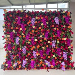 F198 Luxury Restaurant Wall Backdrop Decor Burgundy Flower Mat Artificial 3D 5D Red Faux Silk Rose Flower Wall for Wedding Event - 8ft x 8ft , 4ft x 8ft , 10ft x 8ft , or Custom / 85