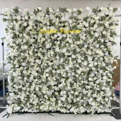 Customized 3D Silk Roll up Cloth Back Drop Panel 8ft X 8ft Wedding Events Artificial Red Rose Flower Wall Backdrop for Wedding - 8*8ft,10*10ft,Custom / 2
