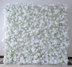 A01 Custom Pink White Floral Wall Panel Backdrop 3D 5D Roll up Zipper Fabric Artificial Silk Rose Flower Wall for Wedding Decor - #3 435