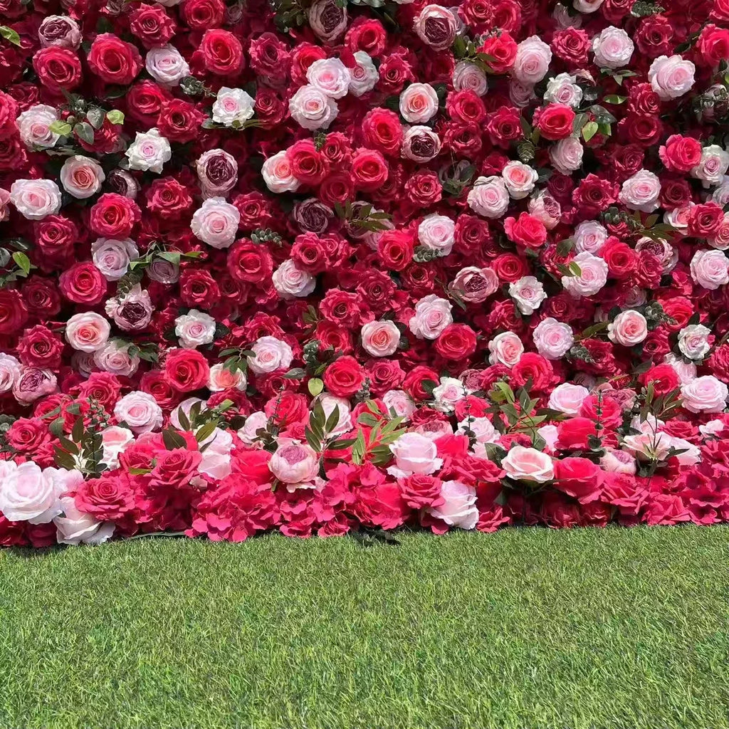 Custom Size Elegant Silk Artificial Floral Backdrop Wall Rose Flower Wall for Wedding Valentine's Day Christmas Party Event