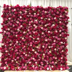 Cheap Artificial Rose Flower Wall Panel Backdrop Roll up 8ft X 8ft Flower Wall for Wedding Party Event Decoration