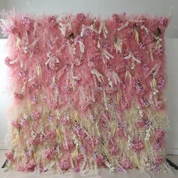 F198 Luxury Restaurant Wall Backdrop Decor Burgundy Flower Mat Artificial 3D 5D Red Faux Silk Rose Flower Wall for Wedding Event - 8ft x 8ft , 4ft x 8ft , 10ft x 8ft , or Custom / 39 flower wall