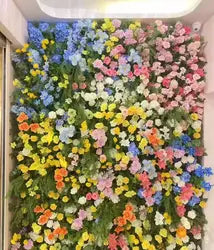 Customized  Mix Color Silk Flowers With Greenery Moss Background Wall Commercial Stage Event Decor Artificial Flower Wall