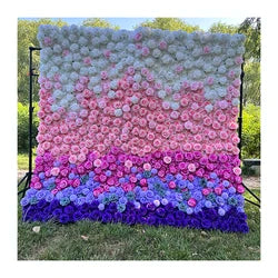 MYFW High-quality Customized 5D 3D Flower Wall Backdrop Silk Artificial Decorative Flower Wall Pink Wedding Rose Wall Penels - 240*240cm free size you like / White + Light Pink + Pink + Blue
