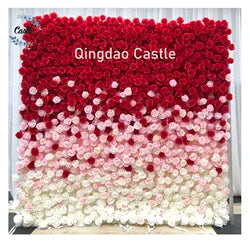 O-W011 8ft X 8ft  Roll up Cloth Flower Wall Backdrop Events Wedding Decor Artificial Flowers Wall Silk Rose Wall Flower Decor - 60cm x 40cm,8ft *8ft, 10ft*10ft / #022