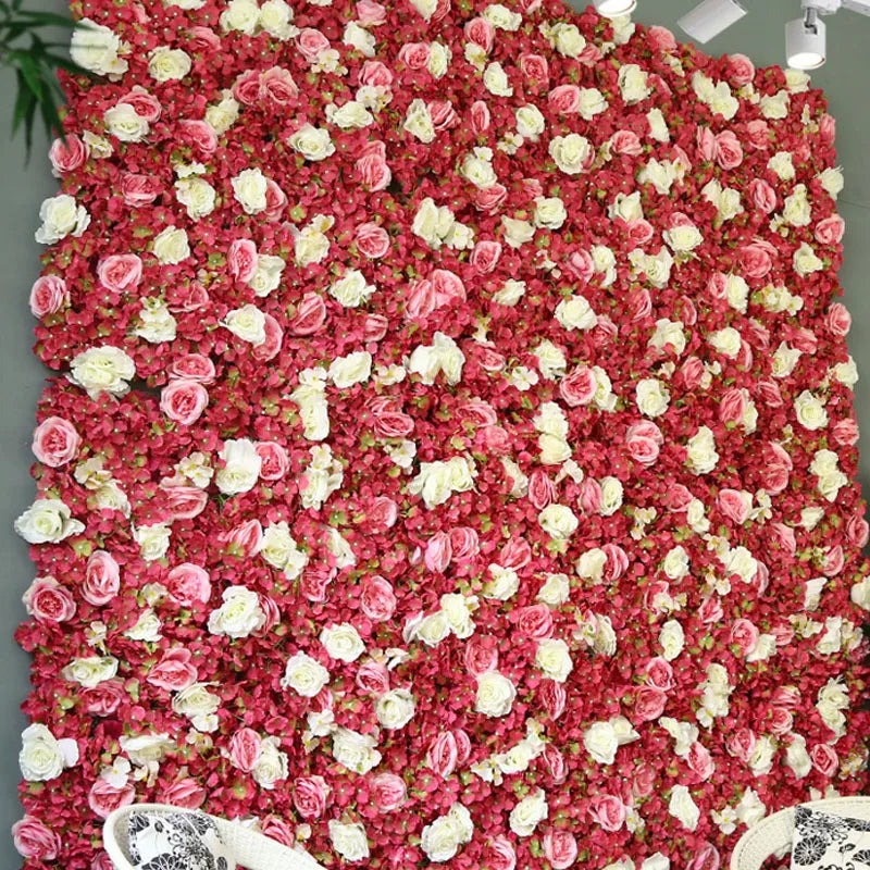 Decoration Artificial Rose Flower Wall 3D Effect Wedding Stage Pink Flower Wall Panel for Party Backdrop