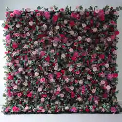 EG-M041 5D 8ft X 8ft Roll up Fabric Flower Wall Artificial Rose White Flower Wall for Wedding Backdrop Decoration - 1 Square Meter / Yellow 10