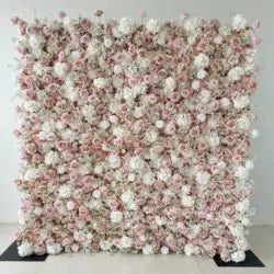 Customize Handmade Realistic 5D Roll Cloth Artificial Silk Rose Flower Wall Wedding Back School Eco-friendly Decor Panel