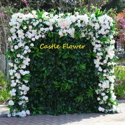O-W011 8ft X 8ft  Roll up Cloth Flower Wall Backdrop Events Wedding Decor Artificial Flowers Wall Silk Rose Wall Flower Decor - 60cm x 40cm,8ft *8ft, 10ft*10ft / #030