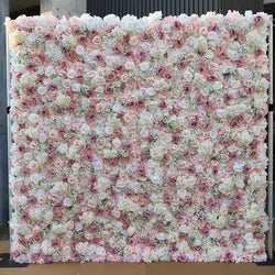 Ultra-realistic Customization Artificial Flower Wall 3D Red Rose Backdrop Silk Fabric Rollable Type