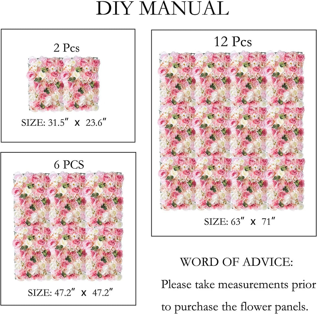 Artificial Silk Flower Wall Panel Realistic White and Red Rose Design for Wedding and Hotel Decoration