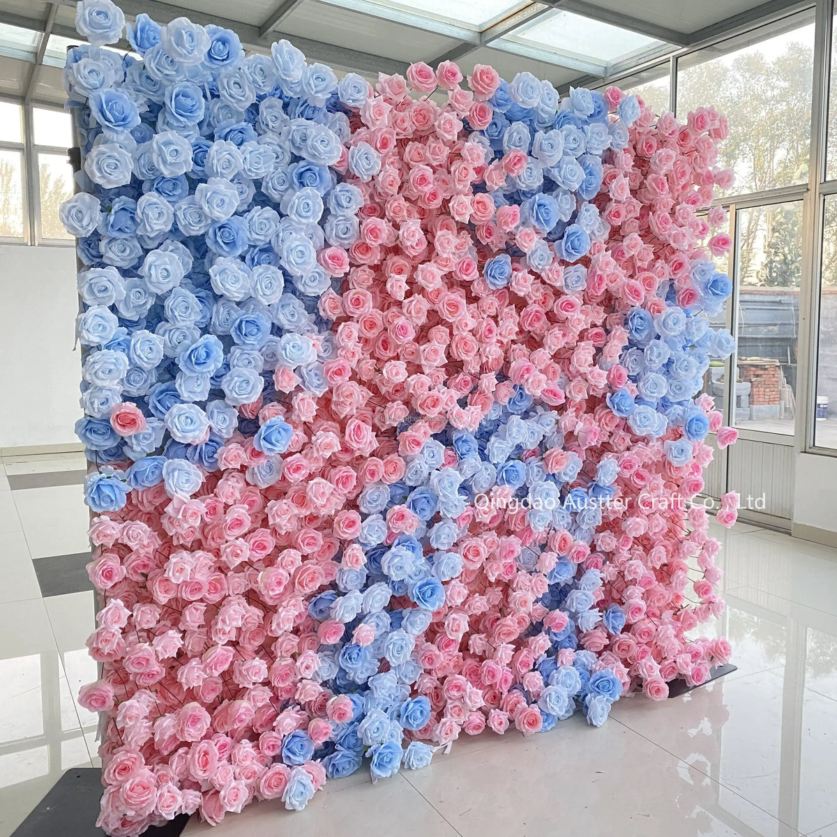 High Quality 3D Silk Floral Panel Custom 5D/8D Artificial Rose Flower Wall Wedding Christmas Graduation Stage Background