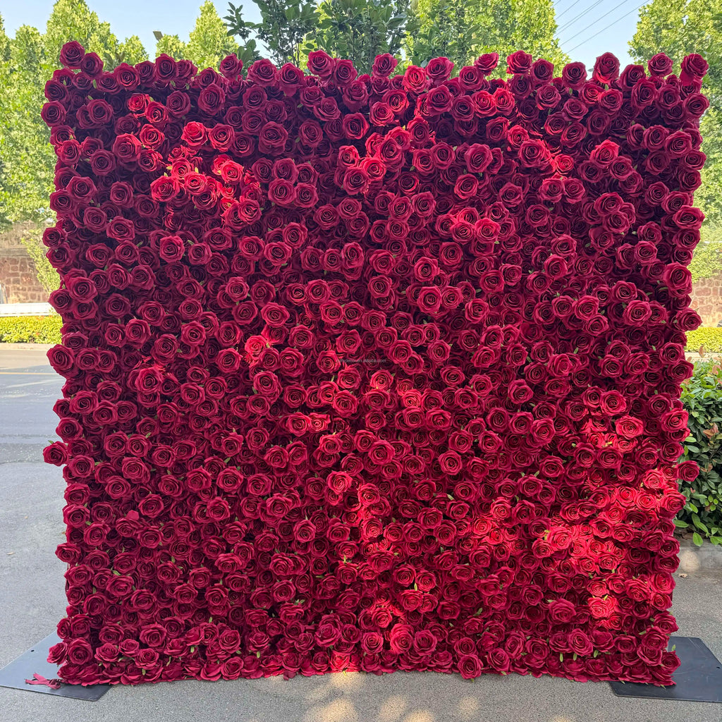 8x8ft Silk Handmade Rose Wall Artificial Flower 3D Wall Decor Roll Panel for Wedding Christmas Valentine's Day