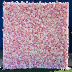 2x2M Flower Wall Panel 3D Silk Rose Floral Wall Decor for Wedding Home Decor Background Shop Party Photo Arrangement - A11 / 1x1 m (3.28x3.28ft)