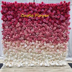 O-W011 8ft X 8ft  Roll up Cloth Flower Wall Backdrop Events Wedding Decor Artificial Flowers Wall Silk Rose Wall Flower Decor - 60cm x 40cm,8ft *8ft, 10ft*10ft / #042