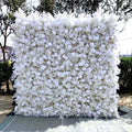 Wholesale Artificial Flower Wall 8ft X 8ft White Roll up Flower Wall Panel Silk Rose Wall Backdrop for Wedding Decoration