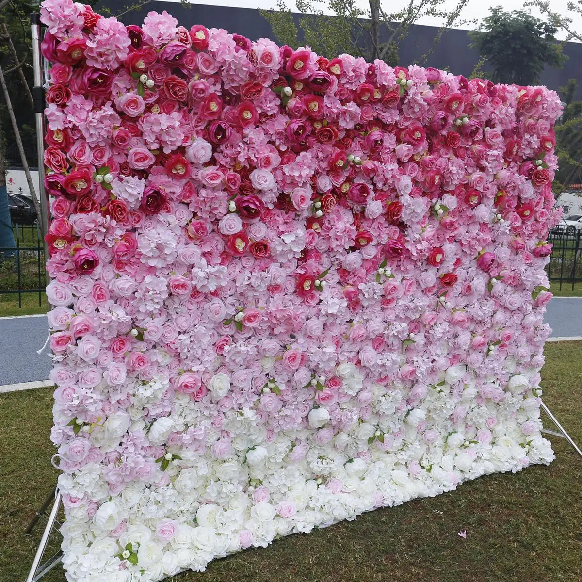 5D Red Rose Flower Wall Artificial Floral Backdrop Roll up Wedding Party Decoration