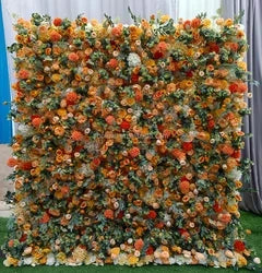 A01 Custom Pink White Floral Wall Panel Backdrop 3D 5D Roll up Zipper Fabric Artificial Silk Rose Flower Wall for Wedding Decor - #65 436