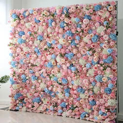 Floral Wall Panel White Flower Arch for Wedding Party Supplies 8ft X 8ft square Blue purple Artificial Flower Wall Backdrop - 3.3*3.3in / Pink square meters-11