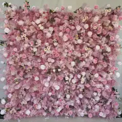 High Quality 3D Silk Floral Panel Custom 5D/8D Artificial Rose Flower Wall Wedding Christmas Graduation Stage Background - #26