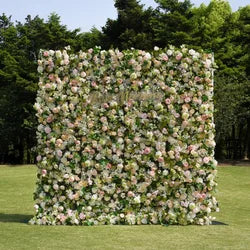 Wedding Party Event Decor  Flower Wall Panel  3D Roll up Fabric Cloth Artificial Silk Rose Flower Wall Backdrop