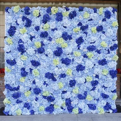 3d Flower Background Artificial Flower Wall Panels Decoration Blue Silk Rose 8x8 Roll up Flower Wall Wedding Backdrops - 3 / 1m*1m/3.5ft*3.5ft