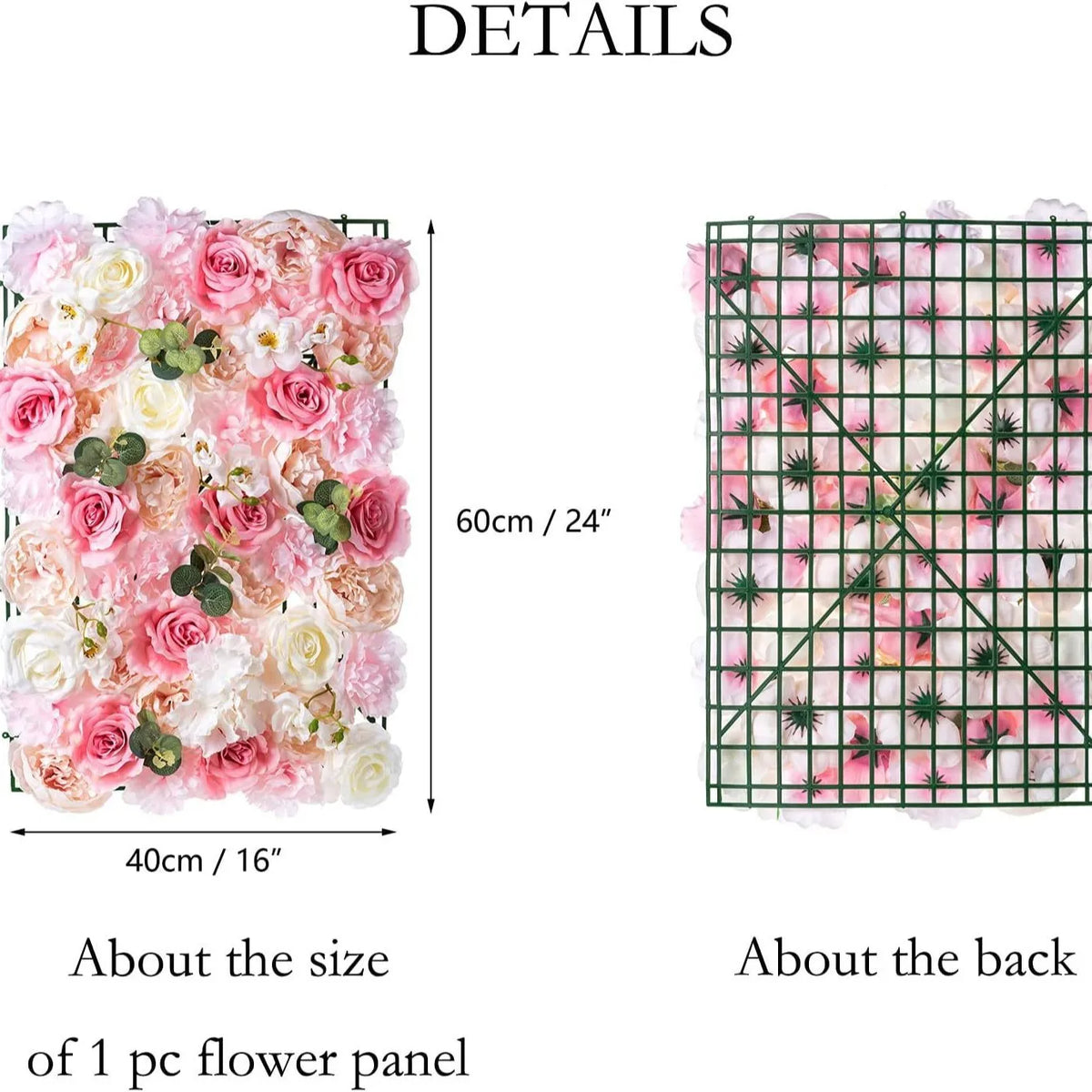 Artificial Silk Flower Wall Panel Realistic White and Red Rose Design for Wedding and Hotel Decoration