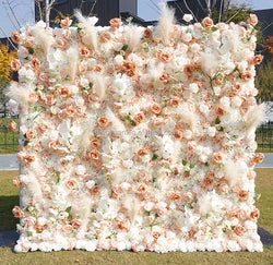 F198 Luxury Restaurant Wall Backdrop Decor Burgundy Flower Mat Artificial 3D 5D Red Faux Silk Rose Flower Wall for Wedding Event - 8ft x 8ft , 4ft x 8ft , 10ft x 8ft , or Custom / 98