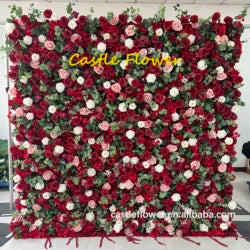 Custom OEM ODM Artificial Flower Wall 3D Mixed Silk Artificial Flowers Handmade Roll up Backdrop for Wedding Event Party Decor - 8ft*8ft, 10ft*10ft, Customized / FW654