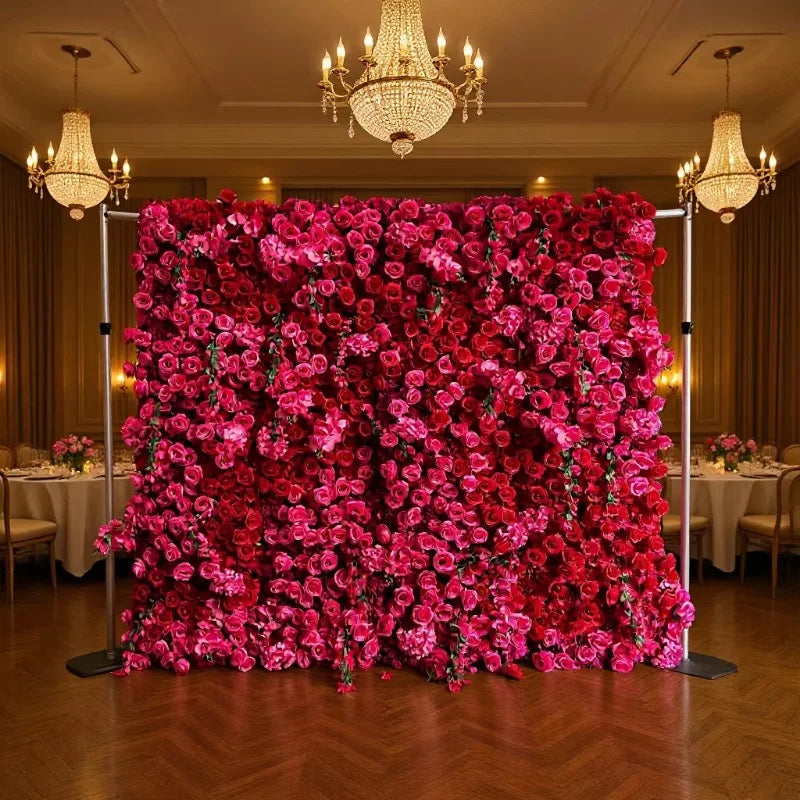 High-density Cloth-based Flower Wall pink Background Wall Three-dimensional Simulated Flower Wall for Wedding Decoration