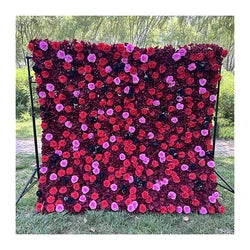 MYFW High-quality Customized 5D 3D Flower Wall Backdrop Silk Artificial Decorative Flower Wall Pink Wedding Rose Wall Penels - 240*240cm free size you like / Red + Pinkl