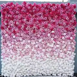 Artificial Flowers Gradient Pink Artificial Flower Wall, Floral Backdrop for Wedding & Hotel Event Decoration