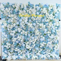 O-W011 8ft X 8ft  Roll up Cloth Flower Wall Backdrop Events Wedding Decor Artificial Flowers Wall Silk Rose Wall Flower Decor - 60cm x 40cm,8ft *8ft, 10ft*10ft / #055
