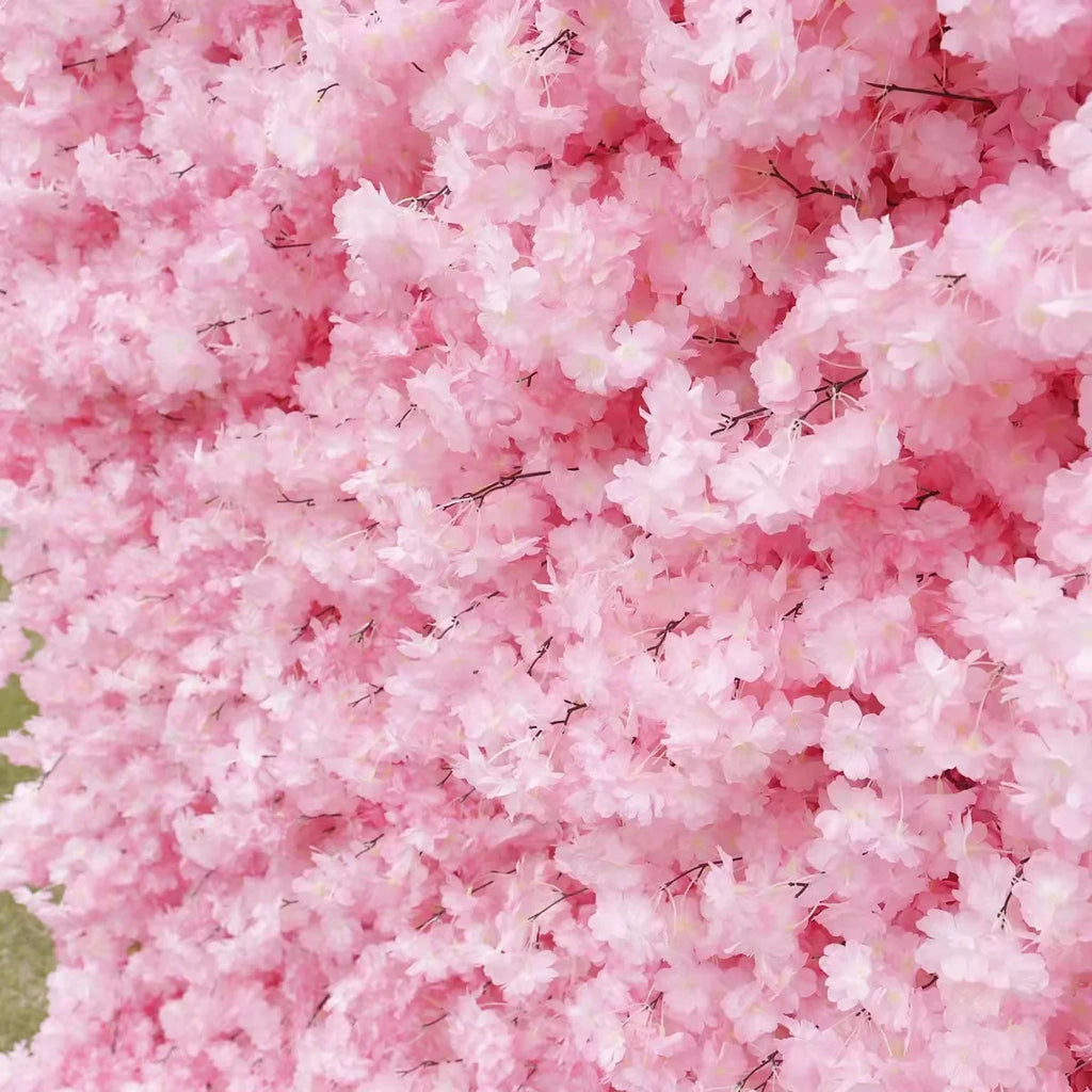 Ready Stock 5D Artificial Flower Supplier Wall Cherry Blossom Silk Cloth Background Wall for Wedding Decoration