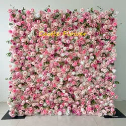 Custom OEM ODM Artificial Flower Wall 3D Mixed Silk Artificial Flowers Handmade Roll up Backdrop for Wedding Event Party Decor - 8ft*8ft, 10ft*10ft, Customized / FW708