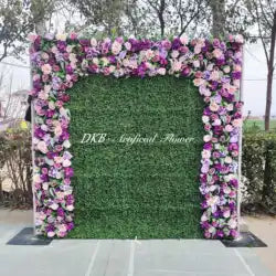 Wholesale Artificial Flower Wall 8ft X 8ft White Roll up Flower Wall Panel Silk Rose Wall Backdrop for Wedding Decoration - customizable / HQ266