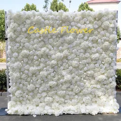 O-W011 8ft X 8ft  Roll up Cloth Flower Wall Backdrop Events Wedding Decor Artificial Flowers Wall Silk Rose Wall Flower Decor