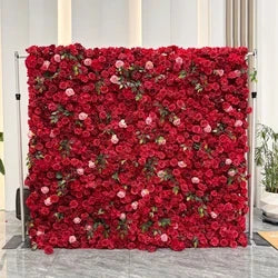 Floral Wall Panel White Flower Arch for Wedding Party Supplies 8ft X 8ft square Blue purple Artificial Flower Wall Backdrop - 3.3*3.3in / Red+white square meters-19