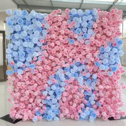 High Quality 3D Silk Floral Panel Custom 5D/8D Artificial Rose Flower Wall Wedding Christmas Graduation Stage Background