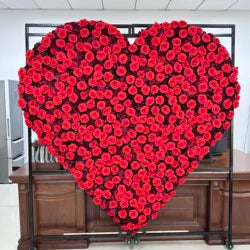 Custom 3D 5D Fabric Cloth Roll up Artificial Silk Rose Peony Flowers Wall Backdrop Panel Wedding Decor Artificial Flower Wall - 240x240cm(8x8ft) / MYQ08