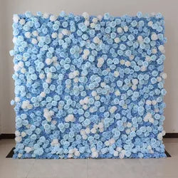 EG-M041 5D 8ft X 8ft Roll up Fabric Flower Wall Artificial Rose White Flower Wall for Wedding Backdrop Decoration - 1 Square Meter / Purple 10