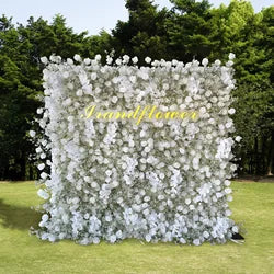 8x8 ft Silk Flower Wall Panel Square Artificial Floral Backdrop for Wedding Hotel Banquet Event Decoration - 8ft*8ft / Pink 6
