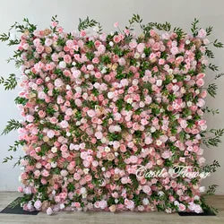 W-B041 New Purple Flower Wall 5D Rolled up Backdrop Flower Wall Party Wedding Decorative Flowers Wall for Birthday Party - 8ft*8ft, 10ft*10ft, custome / FW534