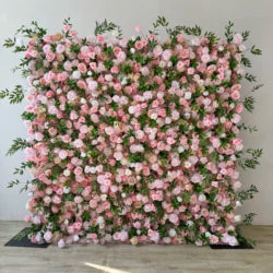 L-R513 Custom High Quality Wholesale 5D Pink Mixed Flowers for Wedding Party Decoration, Best Selling Artificial Flower Wall - 8ft*8ft, 10ft*10ft, Customized / FW513