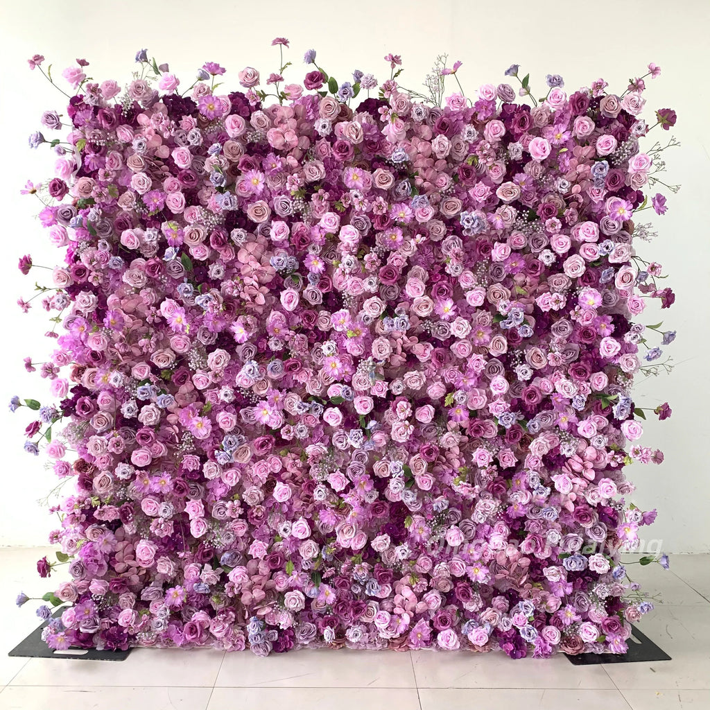 Customize Handmade Realistic 5D Roll Cloth Artificial Silk Rose Flower Wall Wedding Back School Eco-friendly Decor Panel