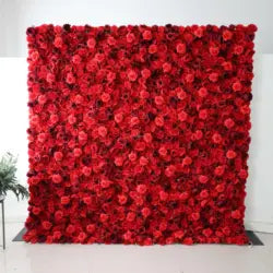 A01 Custom Pink White Floral Wall Panel Backdrop 3D 5D Roll up Zipper Fabric Artificial Silk Rose Flower Wall for Wedding Decor - #42 340